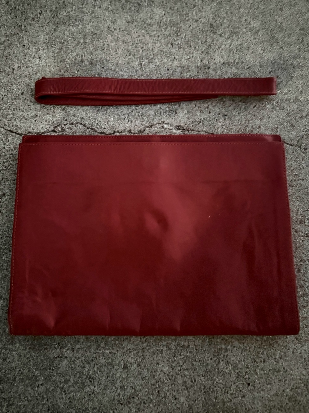 Vintage Mark Rudolph Leather with Red Undertones Wristlet Clutch Snap on Strap